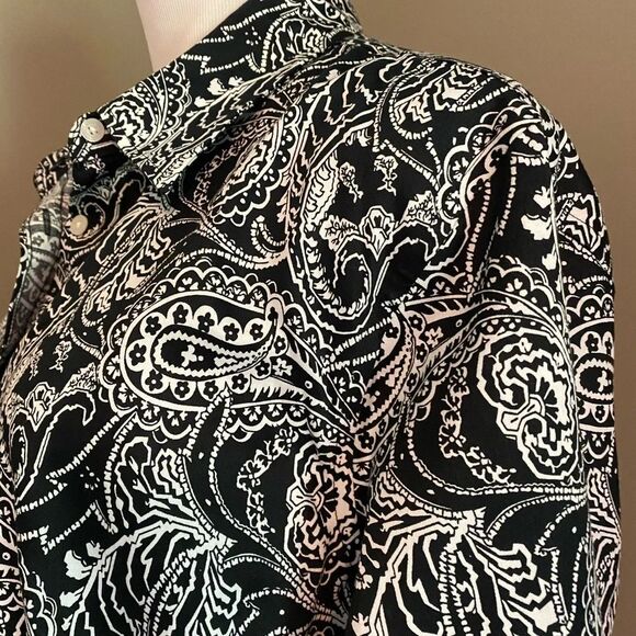 Chaps Black and White Paisley Blouse - Picture 4 of 8